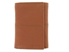 Cole Haan Men's Slim Pebbled Leather Tri-Fold Trifold Wallet - Cognac