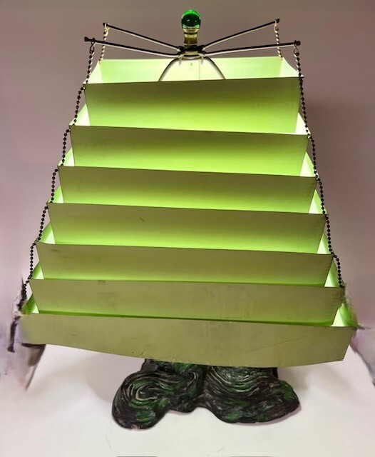 1955 Silvestri Bros Oriental Green Asian Chalkware Table Lamp
