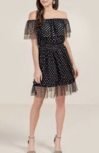 EVERLY Black Silver Metallic Tulle dress Woman’s Size S Party Fancy Princess - Picture 16 of 16