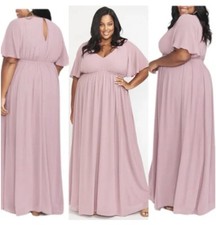 SHOW ME YOUR MUMU Women Emily Empire Maxi Dress Antique Rose Chiffon Size 2X