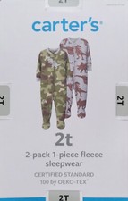 Carters 2-Pack 1-Piece Fleece Sleepwear-Camo/Dinosaur-2T