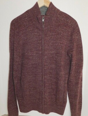 Gap Men Bomber Style Sweater Jacket Heather Burgundy SMALL Full Zip NEW 