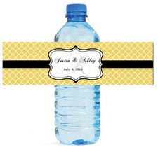 100 Custard Monogram Wedding Anniversary Engagement Party Water Bottle Labels 8"