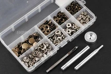 50 Sets 12mm Silver Brass Snap Buttons Fasteners Press Rivet Stud Clothing Kit