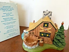 Partylite Gone Fishin' Tealight House P7305 Fishing Cabin Village Scene Vintage