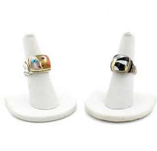 Asch Grossbardt Sterling 18K Mother of Pearl Onyx 6.5 7in Rings #S5013 3