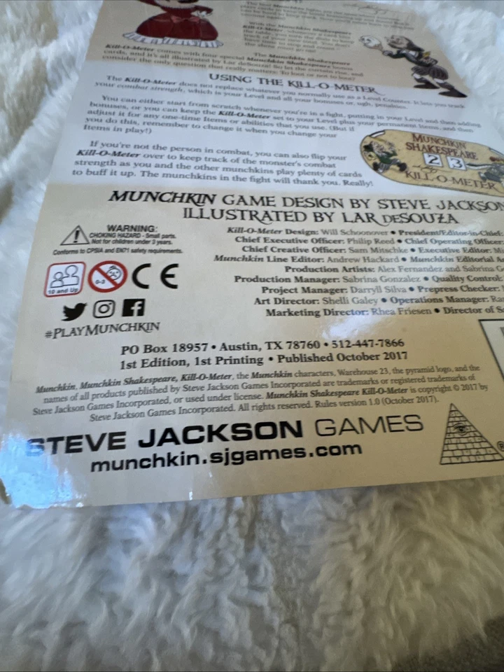 SJG Munchkin Munchkin Shakespeare - Kill-O-Meter 1st Edition 1st Printing! - Image 3 of 4