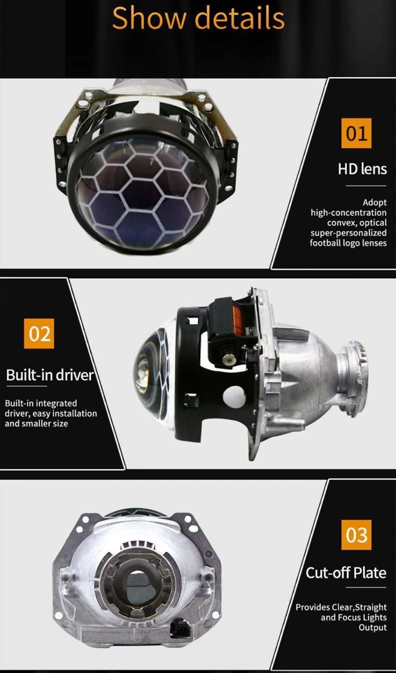 3.0 Bixenon Projector Honeycomb Lens For BMW E39 E60 E53 X5 /Benz W211 W209 W163 - Image 3 of 4