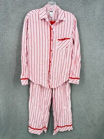 Victoria Secret Candy Cane Striped Pajama Set Medium, LS Top/Pants w/pockets