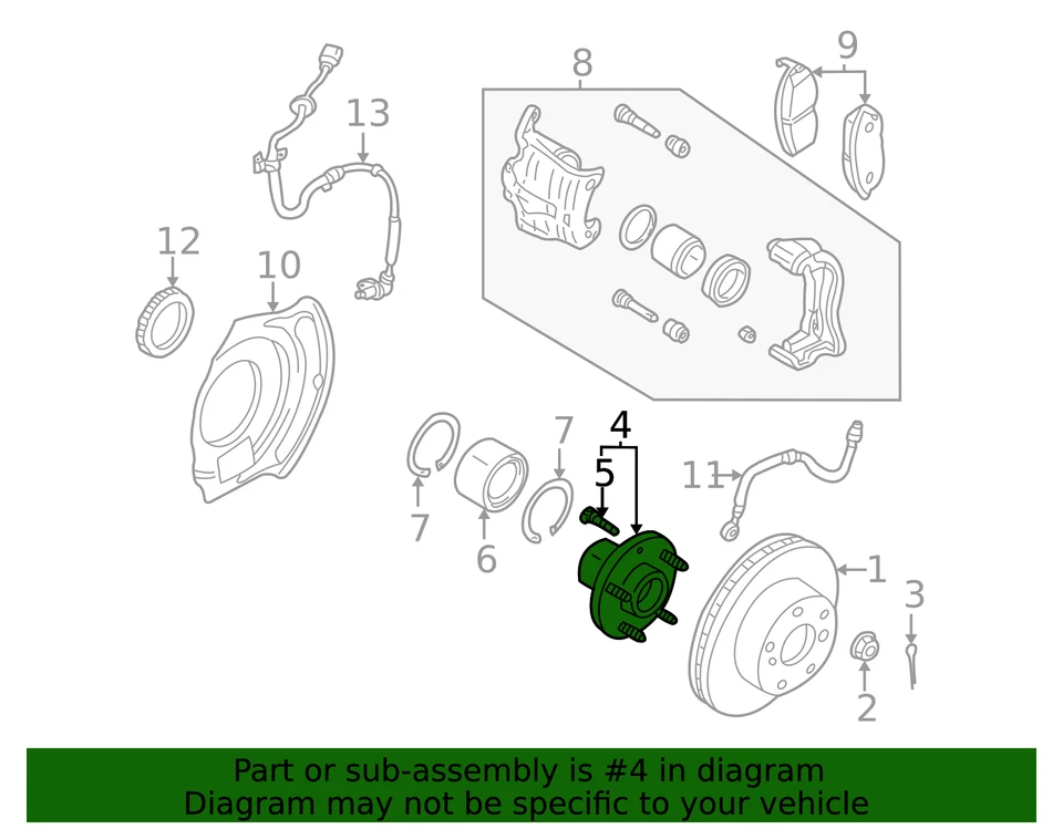 Conjunto de buje de rueda delantera genuino Nissan Altima Máxima - NUEVO OEM Foto 3 de 4