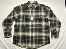Wolverine Mens Glacier Heavyweight Flannel Black Plaid Large Long Sleeve New