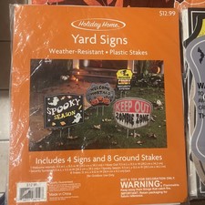 Holiday Home HALLOWEEN 4 YARD SIGNS 8 Ground WEATHER RESISTANT PLASTIC STAKES