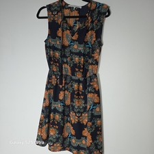 Collective Concepts Floral Print Sleeveless Dress - Size S Tassel Ties At Neck