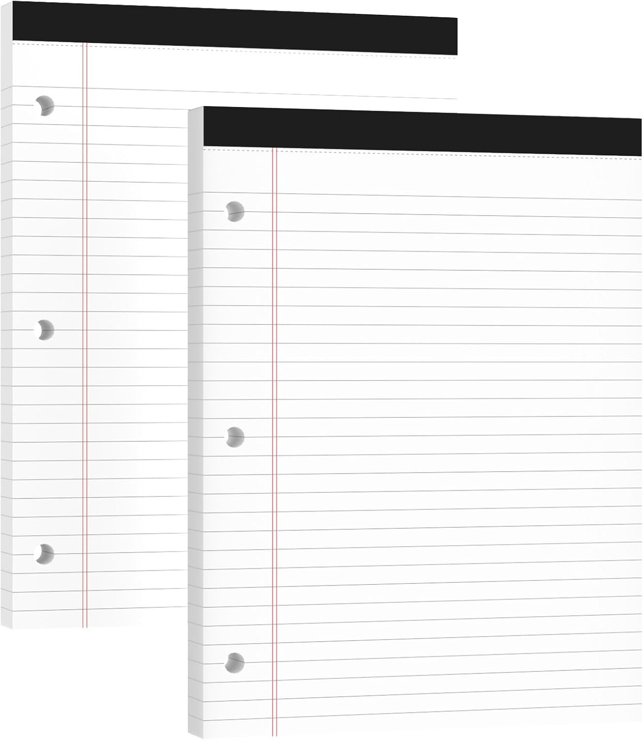 Legal Pads 8.5x11, Pack/50 Sheets, 2-Pack,3-Hole Punch & Perforated Writing Pads