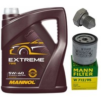 MotoröL Filter Set Mannol 5W-40 5 Liter + Schraube FüR Audi A1 A3 1.4 Tfsi 140PS