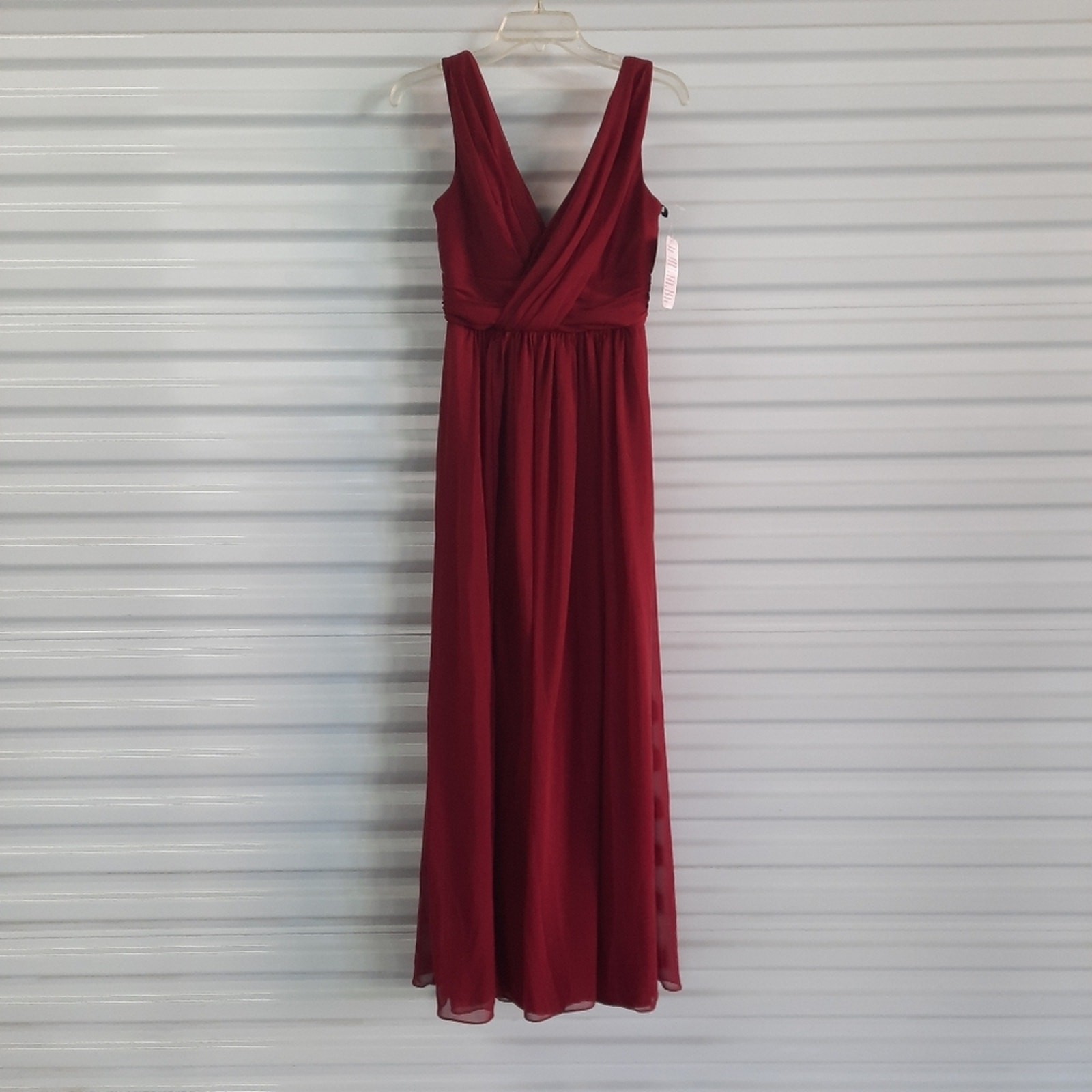 Dessy Collection Vivian Diamond Dress Womens Size 4 Burgundy Maxi Evening Gown