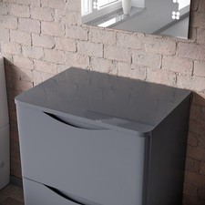 Nes Home 600mm Grey Round Corner MDF Bathroom Worktop For Vanity Cabinet