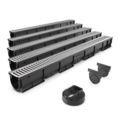Vodaland - 3 Inch Trench Drain Stainless Pro Channel 5 Pack, Stainless-steel 