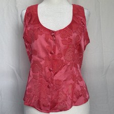 Vintage Victoria  s Secret Gold Label Pink Jacquard Slip Cami Top Sz S 80s 90s