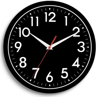 DAXSMY Wall Clock Black Battery Operated 10 Inch Simpel 10'', E-black-black 