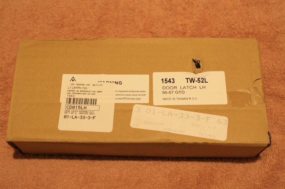 1966 1967 GTO LeMans Door Latch LEFT. LH 1543 TW53L CD015LH Pontiac GM Year One Foto 4 de 4