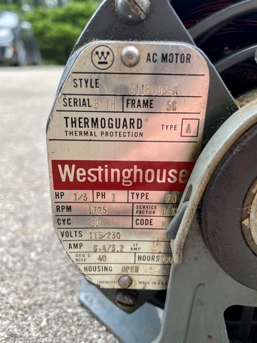 Westinghouse 1/3 HP Electric AC Motor 115/230V 1725 RPM 1 Phase - Picture 2 of 10