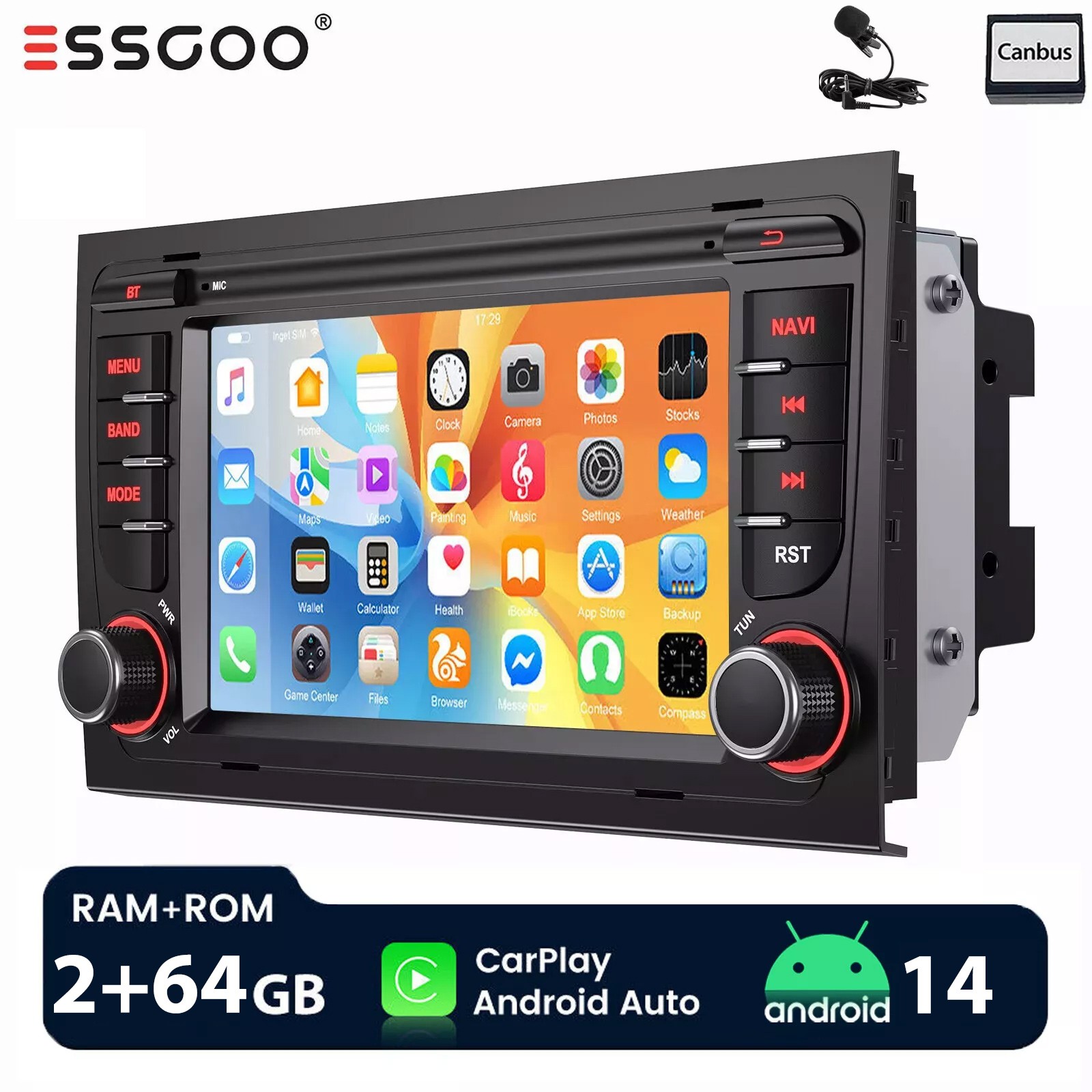 Radio de coche para Audi A4 8E 8H B6 B7 2000-2009 Android 14 GPS Navi WIFI Carplay DAB
