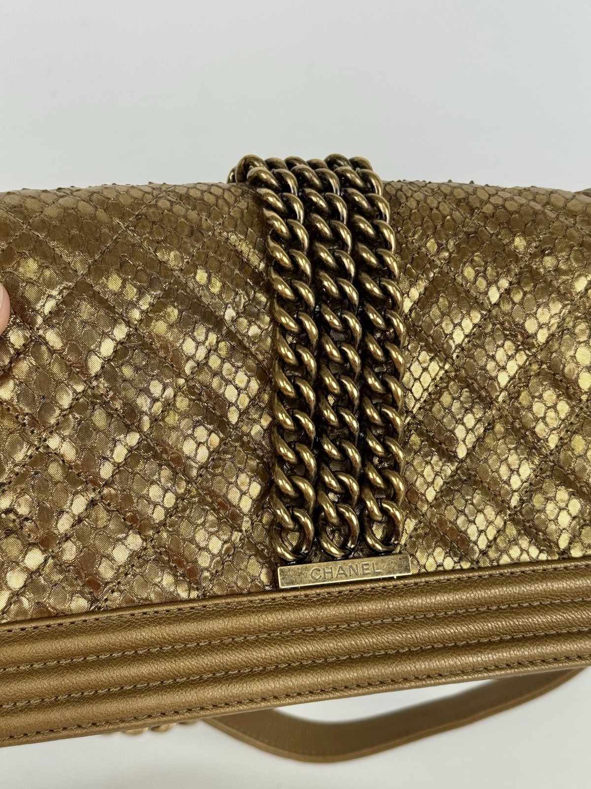 Chanel Medium Boy Flap Bag Python & Leather Trim … - image 11