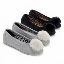 'JULIE' Ladies Ballerina Slipper with Slip resistant Rubber Sole - POST FREE