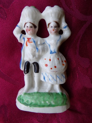 #ad Old English Staffordshire Servants Figurine 3 3 4quot; Unusual occupational theme $110.00