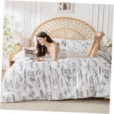 Duvet Cover King Size, King 104"x90" 01 - White Leaves No Comforter 
