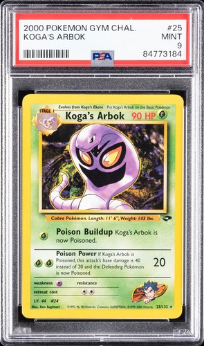 Koga's Arbok (Unlimited) graded PSA 9 for sale on eBay