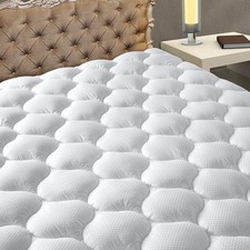 Quilted Fitted Full Mattress Pad Cooling Breathable Soft Stretches 21 Inch