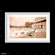 Old Vintage Photo SHIRTLESS MAN SUNBATHING SWIMMING POOL DIVING BOARD