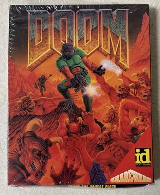 DOOM SHAREWARE 1993 PC Game 3.5 2 Floppy Disk + Box Id Software Vintage 90s