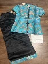 Vintage Chinese Kimono  Pants Children  s Set Girls 5 Blue NOS New