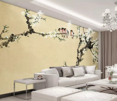 3D White Flower Branch 43399NA Wallpaper Wall Murals Removable Wallpaper Fay