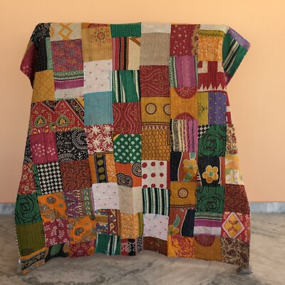 Vintage Patchwork Kantha Quilt Bettwäsche Tagesdecke Wende Rallye Überwurf