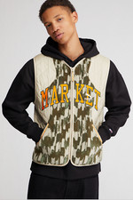 NWT Puma x Market AOP Quilted Vest Embroidered Full Zip, TAN, Size M