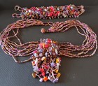Vintage BOHO Multi Gemstone Beaded 9 Strand Necklace and Bracelet set — photo 1
