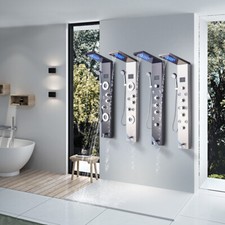 ELLO ALLO Stainless Steel LED Shower Panel Spa Massage System Tub W/Hand Shower