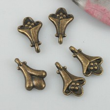 80pcs antiqued bronze color mini flower design charms EF0554