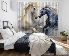 3D Oil Painting Horse ZHUA3672 Photo Curtain Window Blockout Fabric Amy 2024