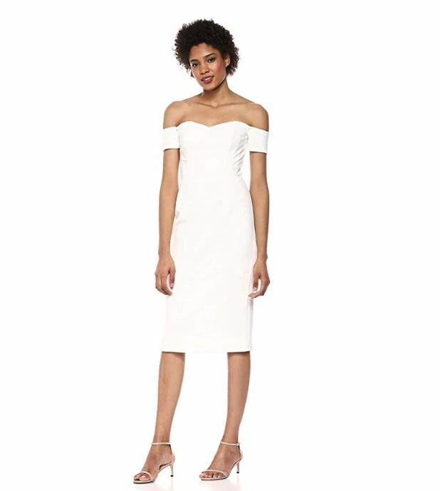 Dress the Population Women s Bailey Off The Shoulder Sweetheart Bodycon Midi XXS