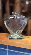 Vintage Green Glass Heart  Shape Bottle 6 tal...