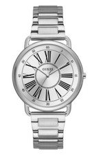 Guess 41mm Silver Tone Stainless Steel Easy Reader Unisex roman Watch U1149L1