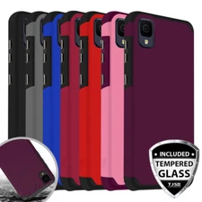 For TCL 30 Z 30Z / 30 LE Phone Case Dual Layer Hard Hybrid Cover +Tempered Glass