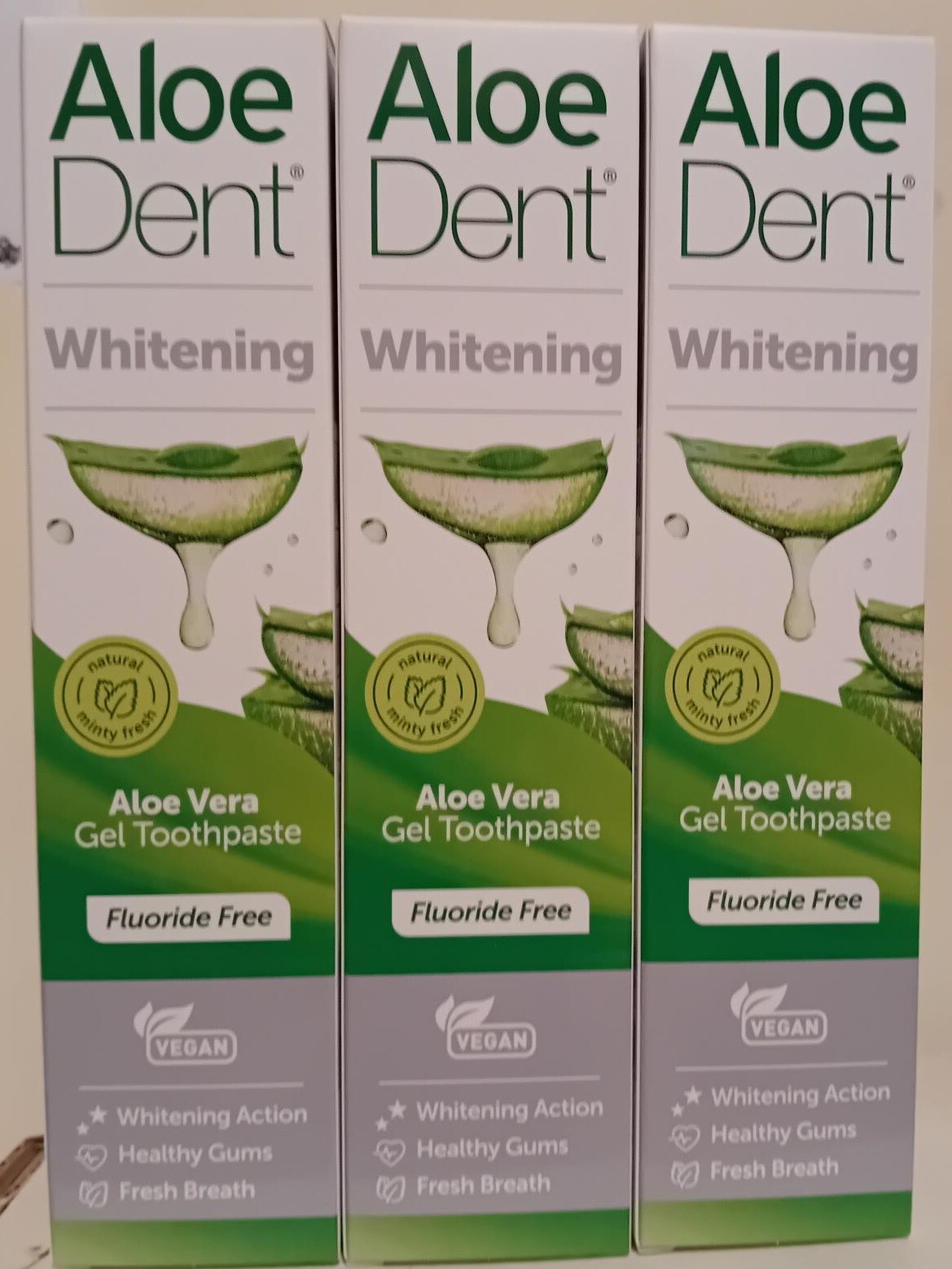 ALOE DENT WHITENING ALOE VERA TOOTHPASTE FLUORIDE FREE 100ML 6 TUBES BBE 11/2028
