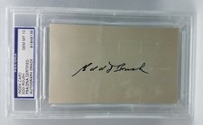 Edd Roush Signed Index Card PSA/DNA 1919 World Series Reds Giants GEM MINT 10