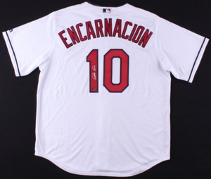 Edwin Encarnacion Signed Cleveland Indians Custom Jersey (Schwartz COA)